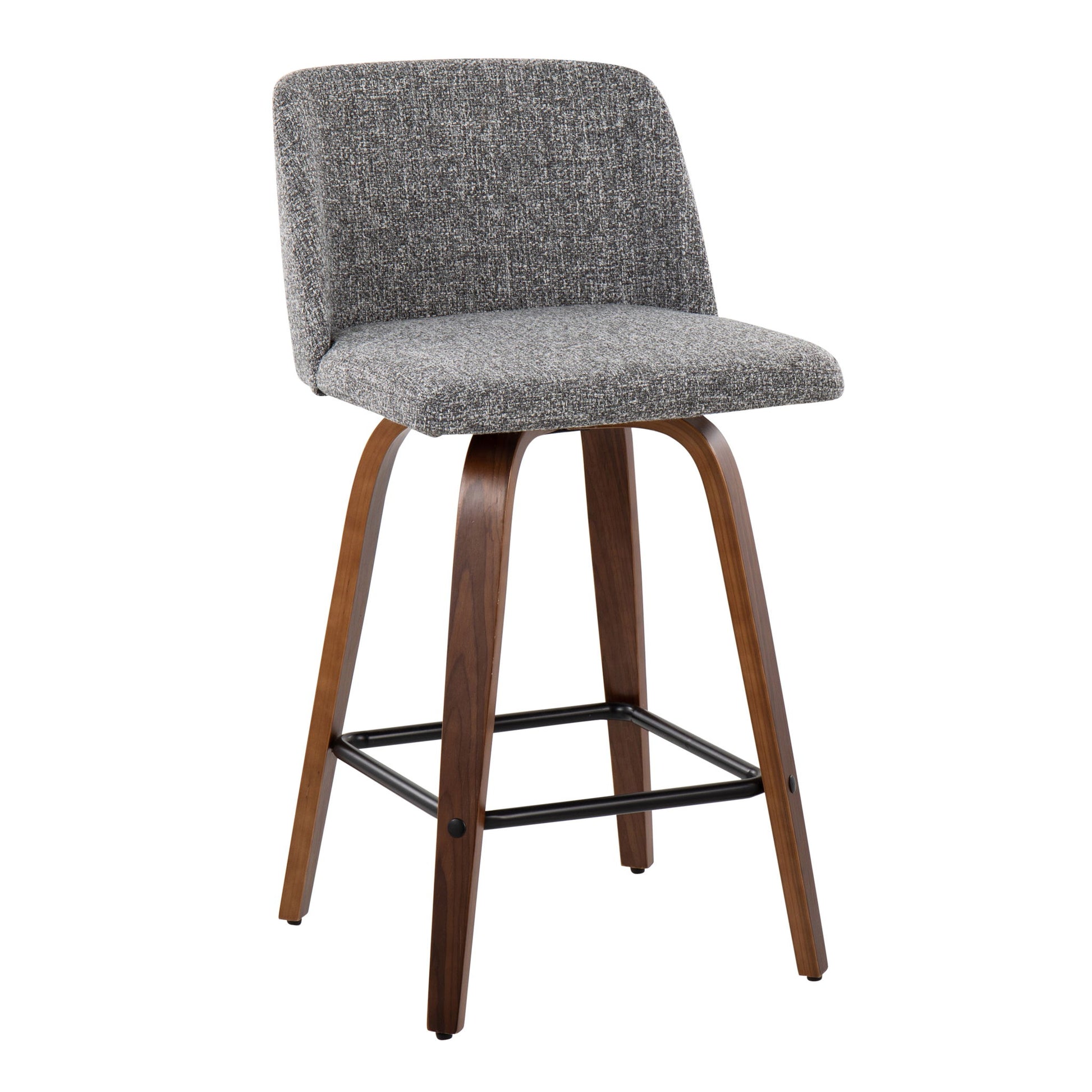 Toriano - Mid Century Modern Fixed Height Counter Stool & Square Footrest (Set of 2) Lumi Source