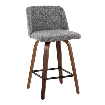 Toriano - Mid Century Modern Fixed Height Counter Stool & Square Footrest (Set of 2) Lumi Source