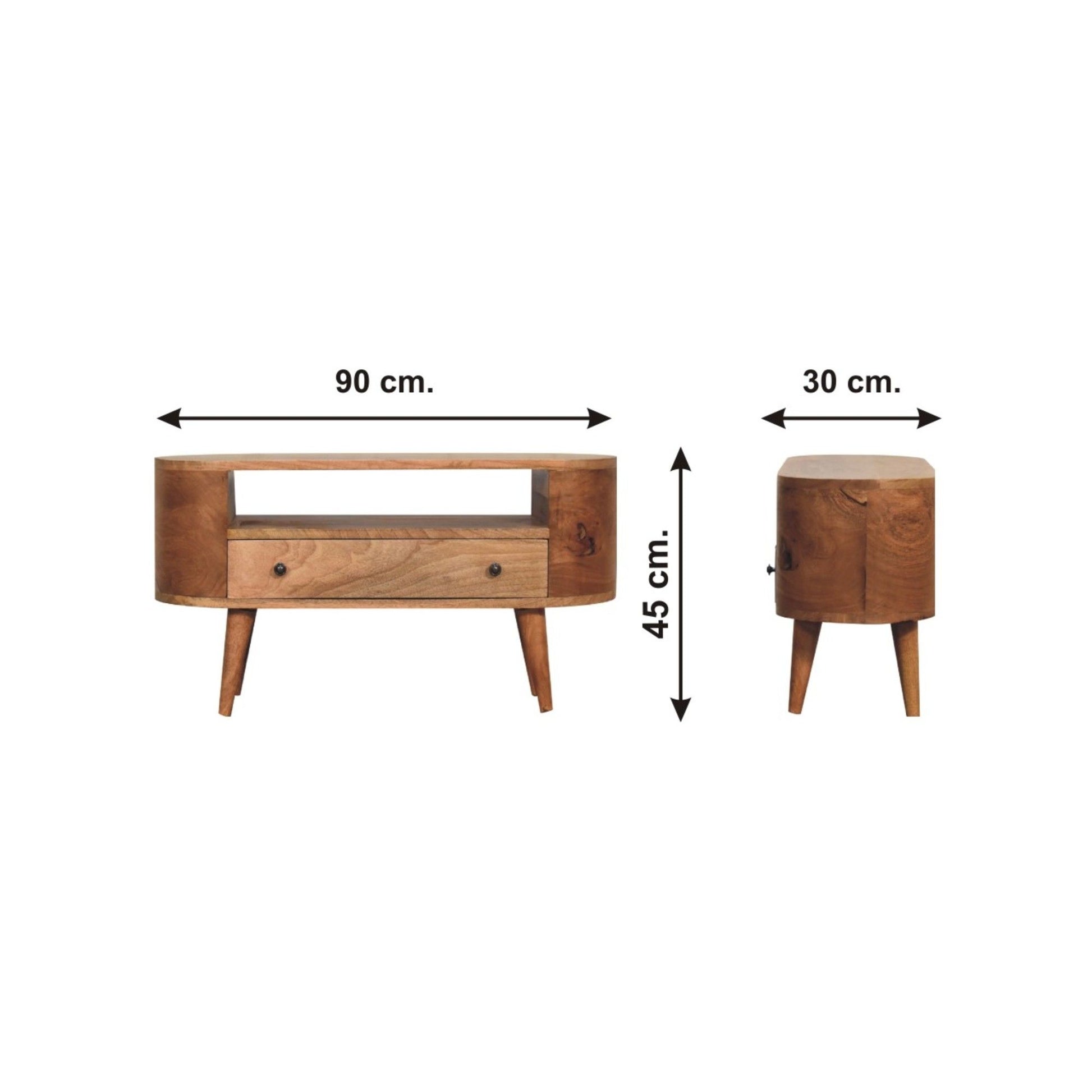 Mini Rounded Entertainment Unit - Oak Artisan Furniture
