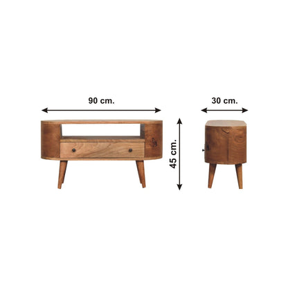 Mini Rounded Entertainment Unit - Oak Artisan Furniture