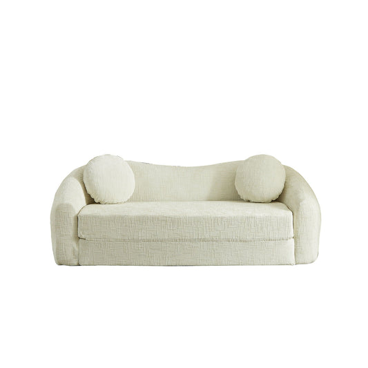Curved Convertible Sofa, 2 In 1 Frameless Folding Sofa Bed With Pull Out Base And Deep Seat Home Essentials
