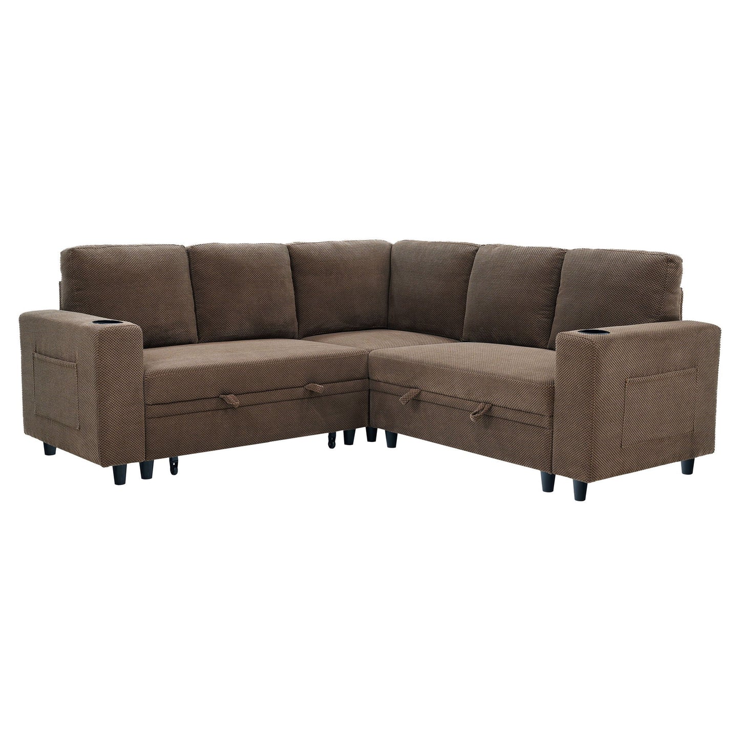 Upholstered L - Shape Sectional Sofa Bed With Pull Out Sleeper And Storage Home Essentials