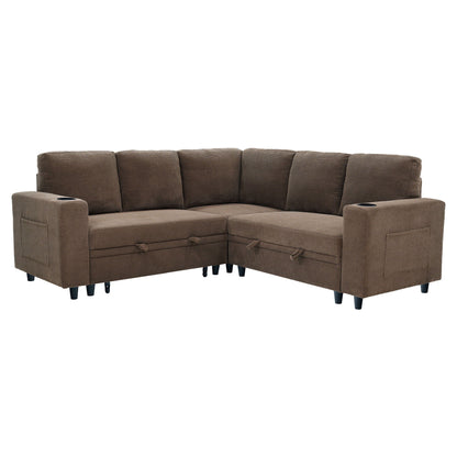 Upholstered L - Shape Sectional Sofa Bed With Pull Out Sleeper And Storage Home Essentials