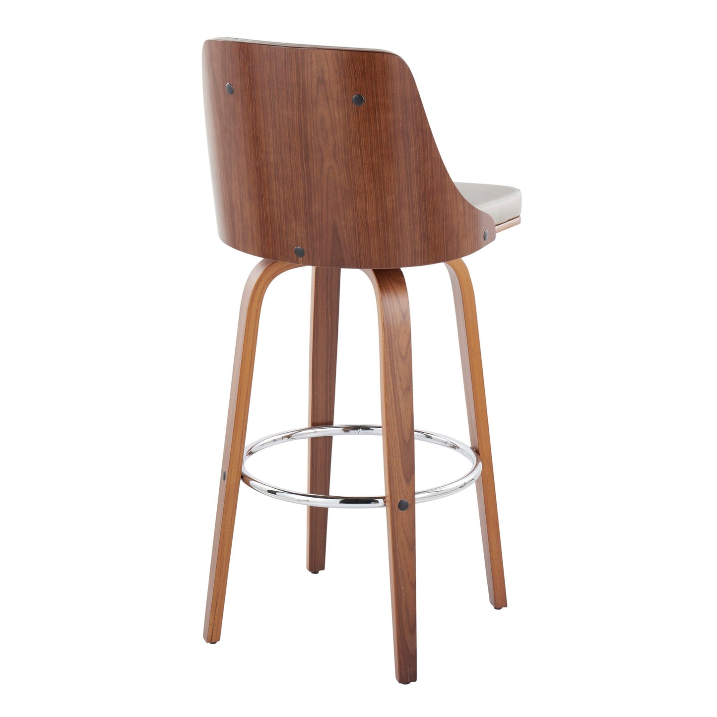 Gianna - Mid Century Modern Fixed Height Barstool With Swivel With Round Footrest (Set of 2) Lumi Source