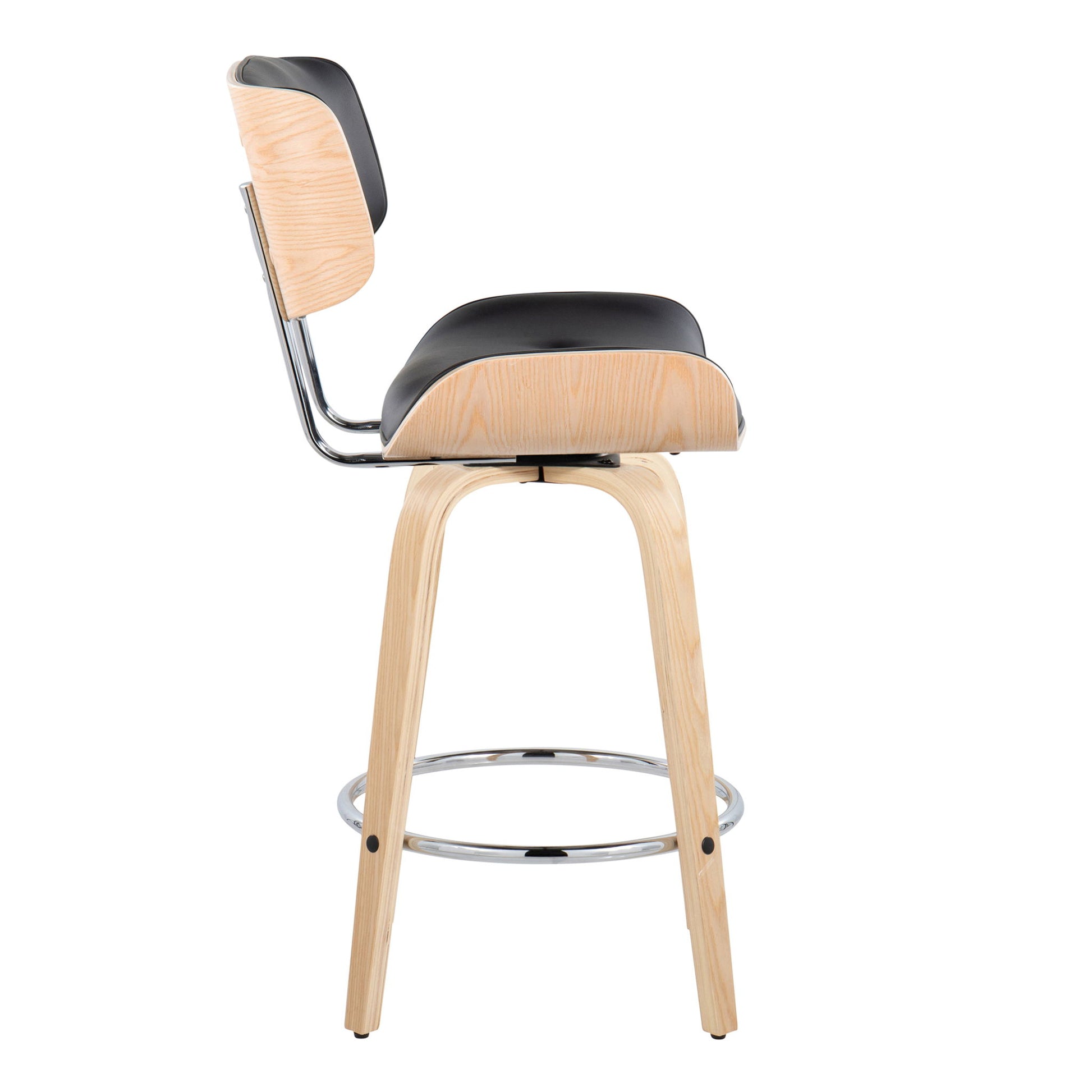 Lombardi - Mid Century Modern Fixed Height Counter Stool With Swivel With Round Footrest (Set of 2) Lumi Source
