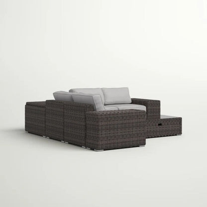 Modern Patio Rattan Sectional Set With Cushions LSI Patio Furniture