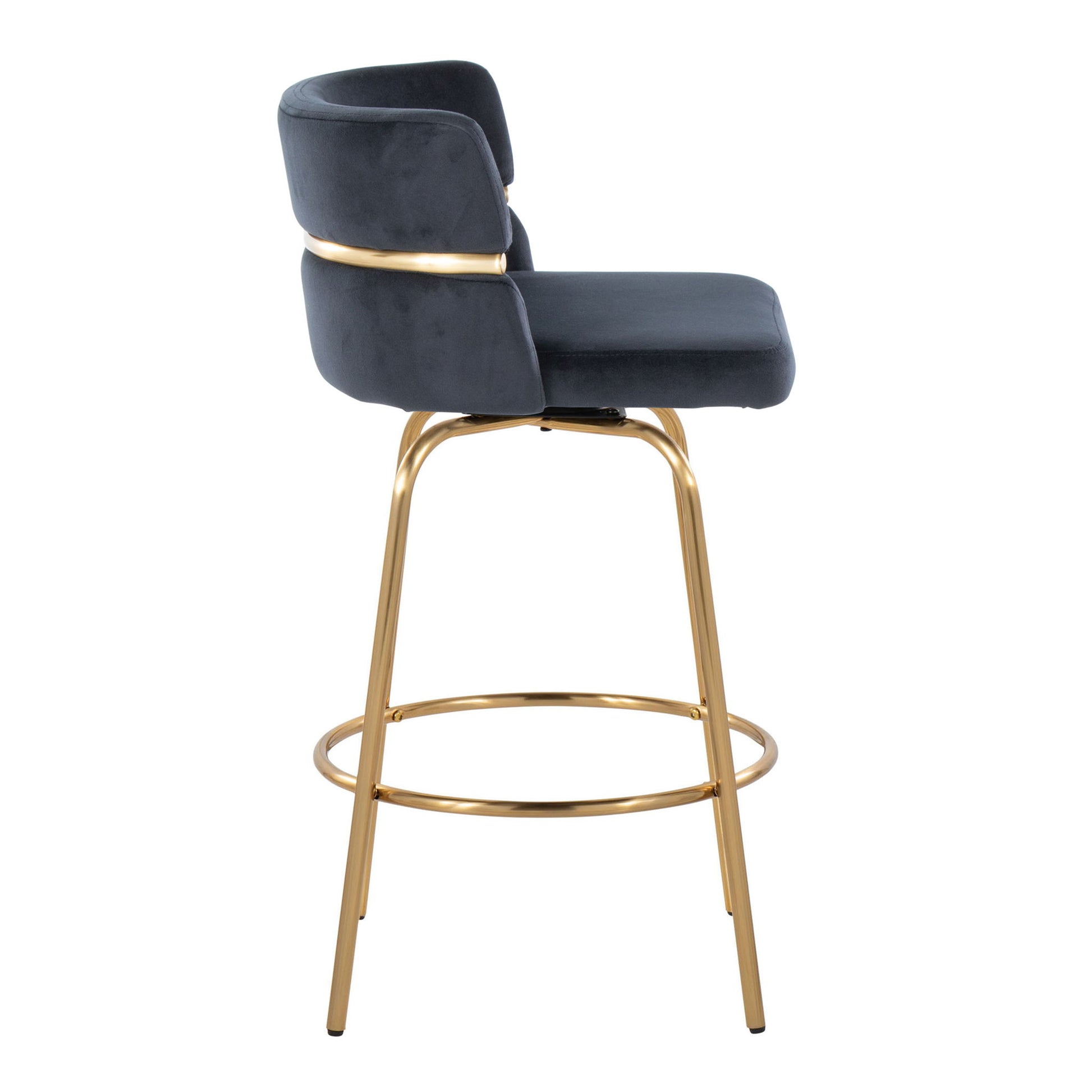 Cinch - Glam / Art Deco Fixed Height Counter Stool With Swivel With Round Footrest (Set of 2) Lumi Source