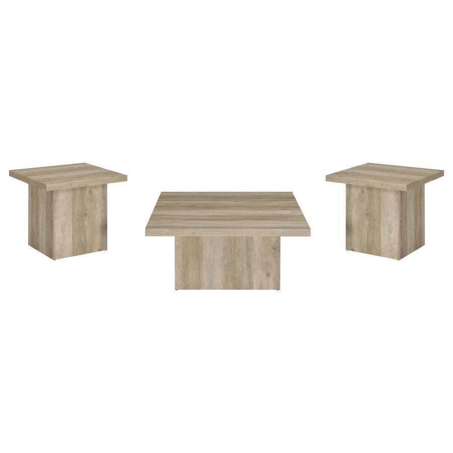 Devar - Square Coffee End Table Set - Distressed Pine Coaster Fine Furniture