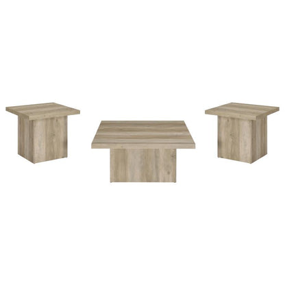 Devar - Square Coffee End Table Set - Distressed Pine Coaster Fine Furniture