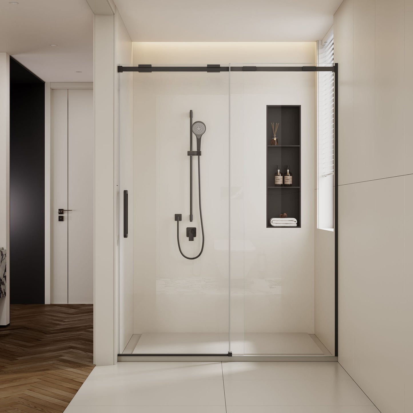 Semi-Frame Single Sliding Shower Door With Clear Tempered Glass Daily Nest