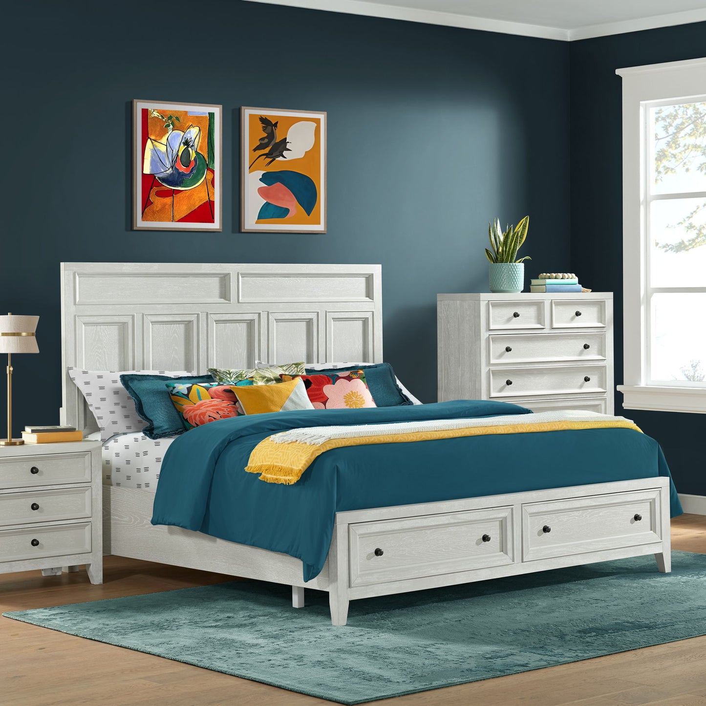 Storage Bed With Panel Headboard And Spacious Footboard Drawers Home Essentials