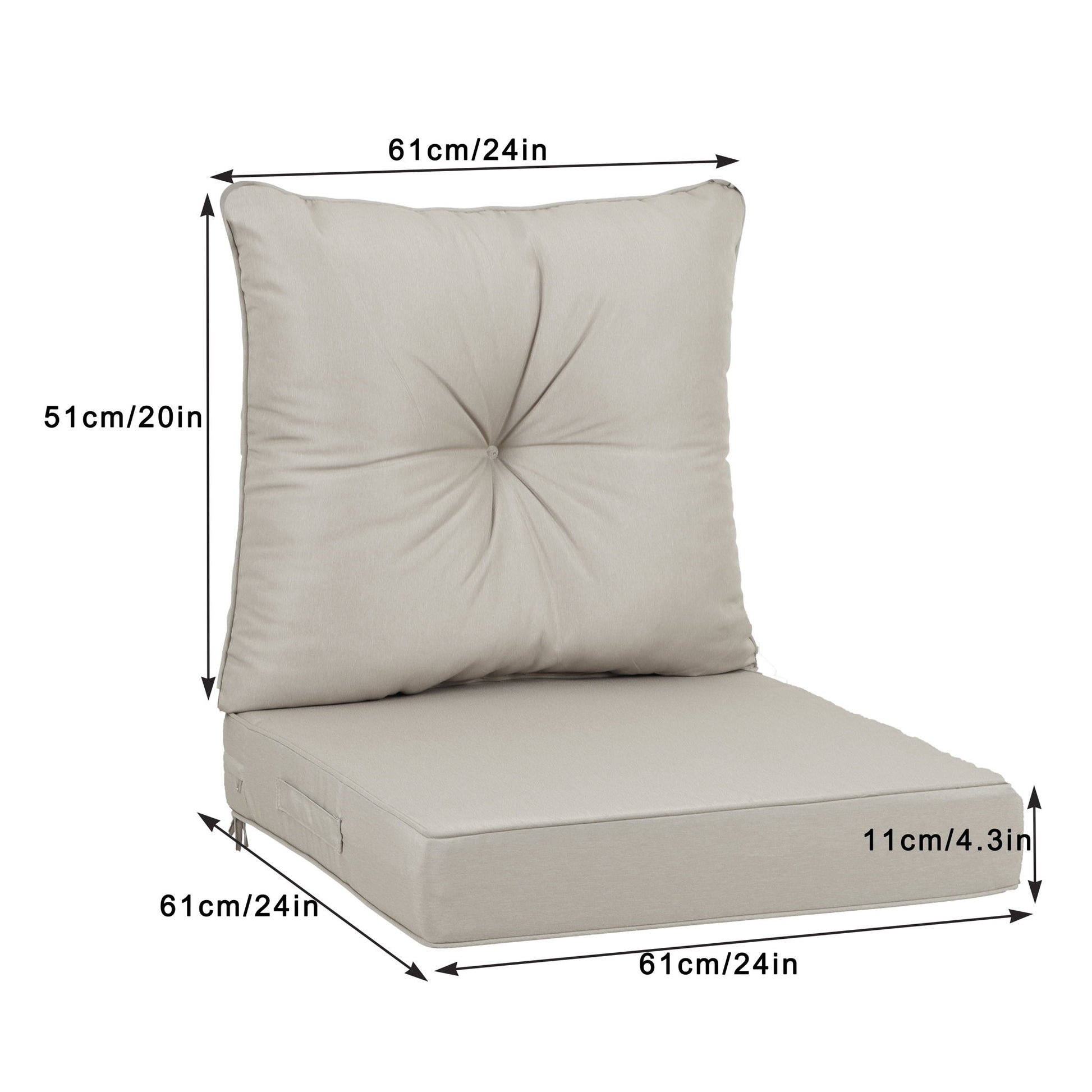 Outdoor Deep Seat Cushions For Patio Furniture Waterproof Set - Beige Home Essentials