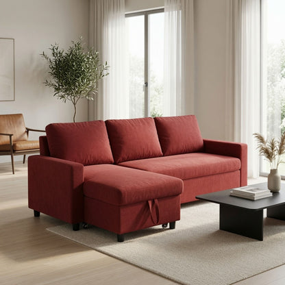 L - Shaped Convertible Sofa Bed With Storage Chaise Home Essentials