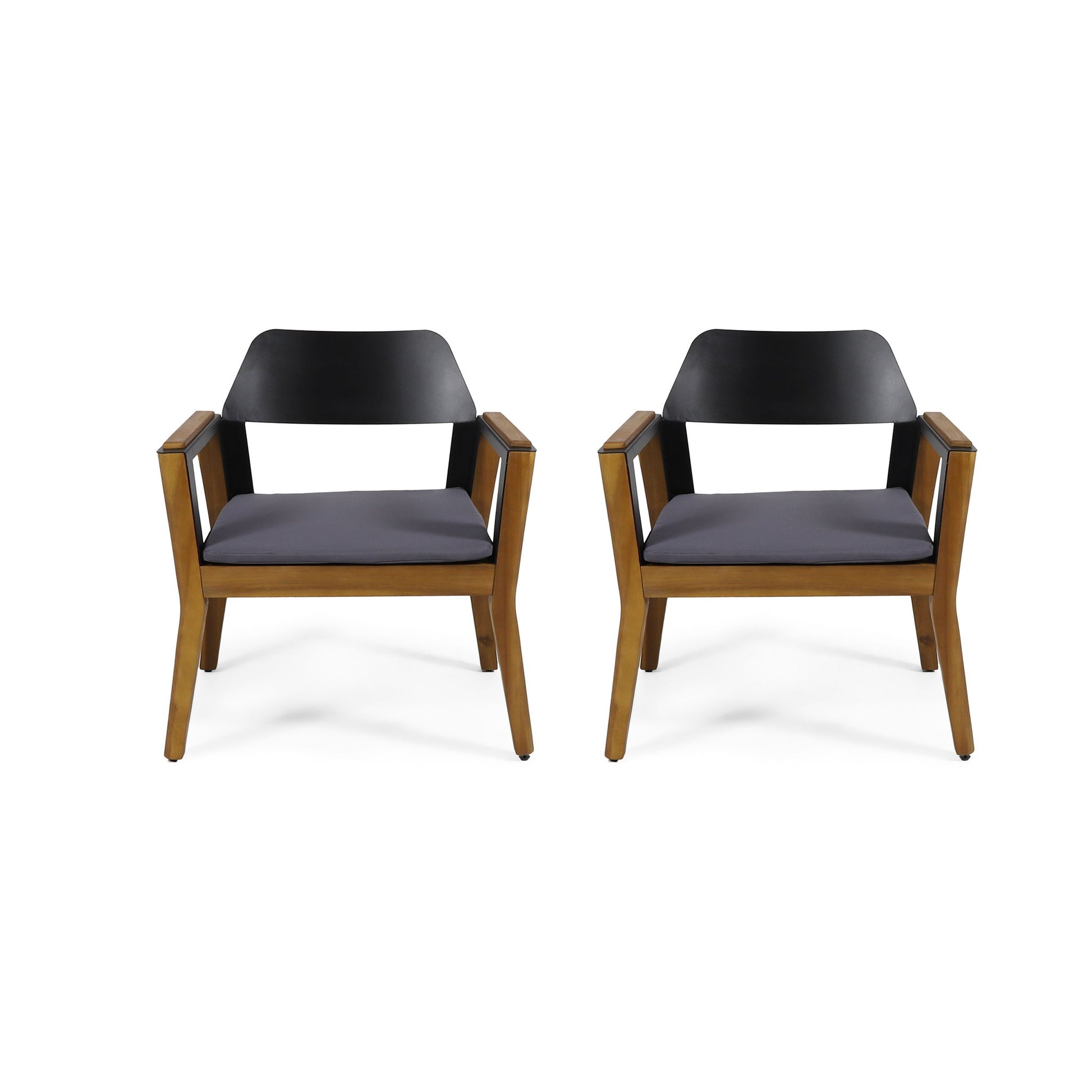 Soho - Transitional Style Outdoor Club Chair (Set of 2) With Cushions - Teak Noble House