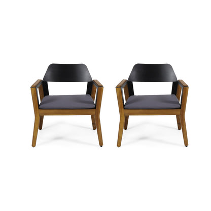 Soho - Transitional Style Outdoor Club Chair (Set of 2) With Cushions - Teak Noble House
