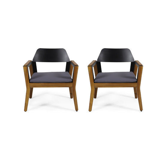 Soho - Transitional Style Outdoor Club Chair (Set of 2) With Cushions - Teak Noble House