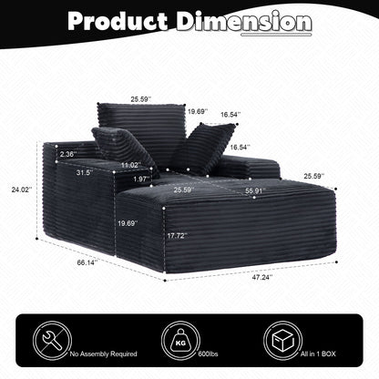 Oversized Chaise Lounge Chair Cozy Cloud Couch With 3 Throw Pillows And Wide Armrest Home Essentials