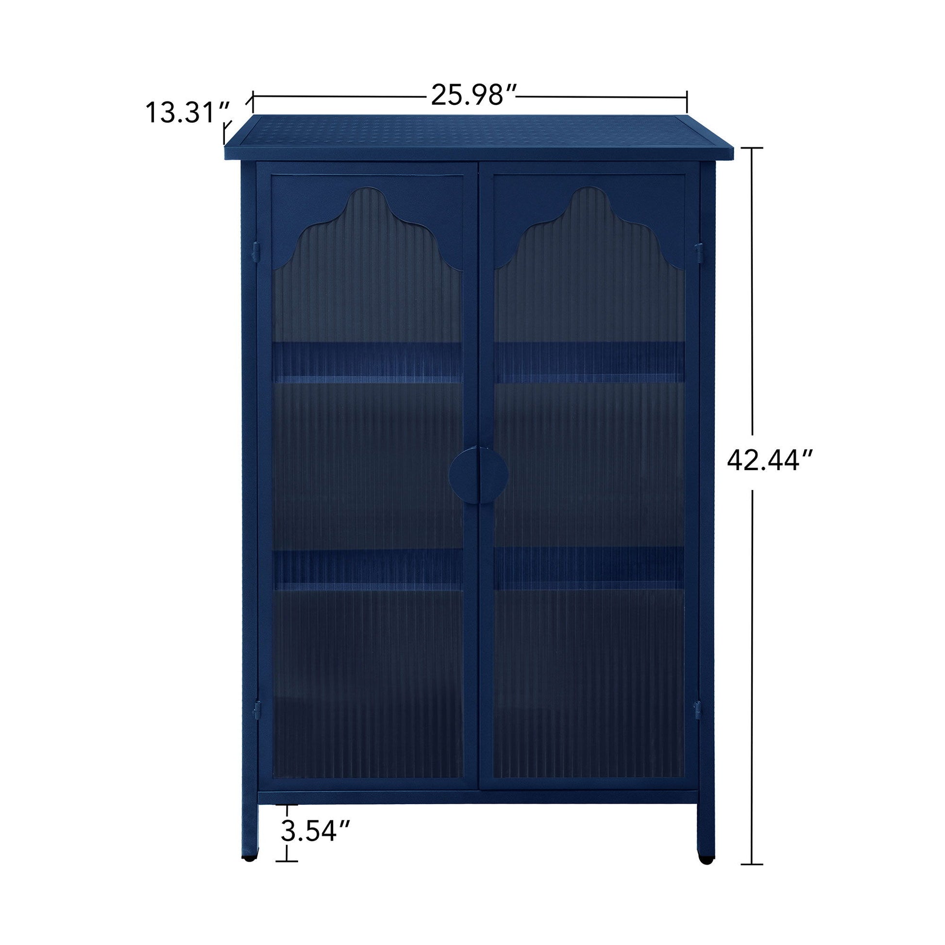2 Doors Metal Storage Cabinet Display Cabinet With Glass Doors Metal Kitchen Sideboard Buffet Cabinet Glass Storage Cabinet For Dining Room Living Room Bedroom - Dark Blue Home Essentials
