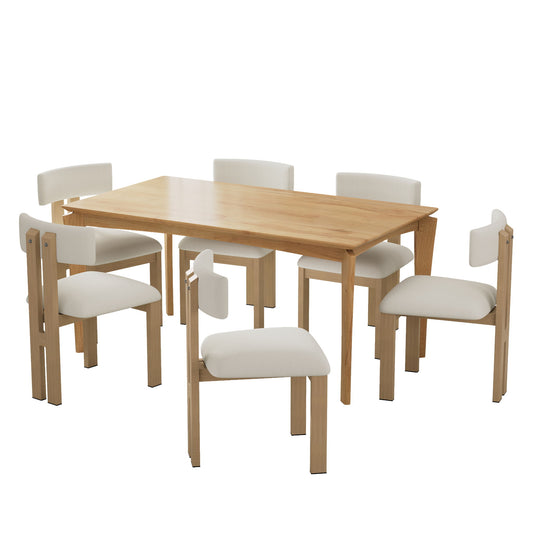 7 Piece Dining Set With Upholstered Armless Chairs And Table Noble House