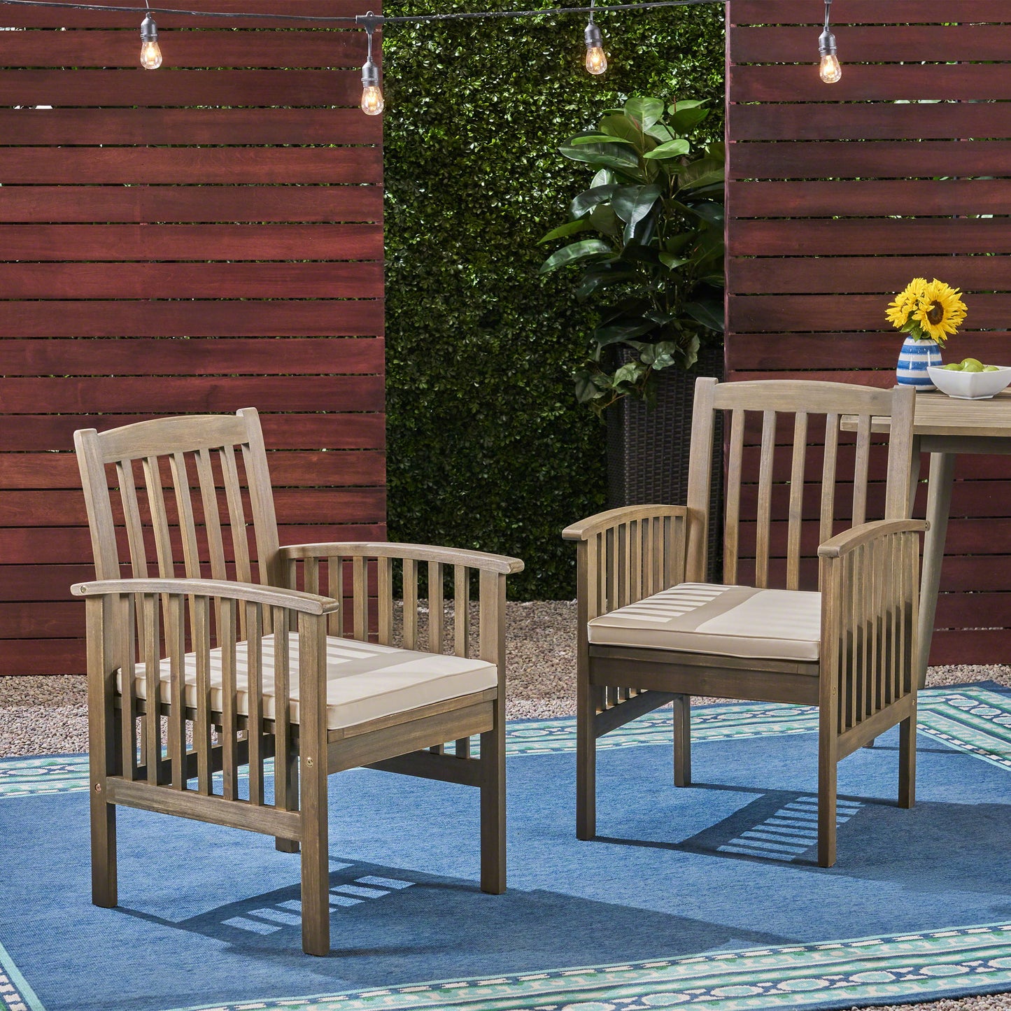 Casa - Acacia Dining Chair Set With Cushions, Noble House