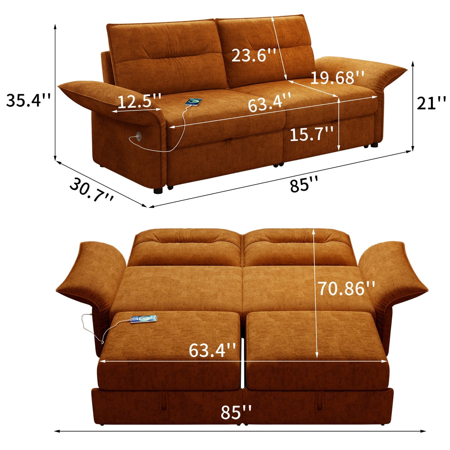 Sofa Bed With Convertible Design, Living Room Furniture Home Essentials