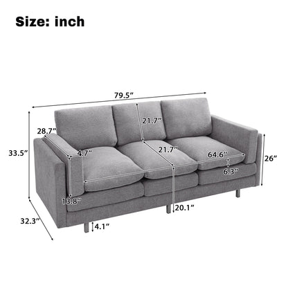 3 Seater Sofa With Dual Layer Seat Cushions Noble House