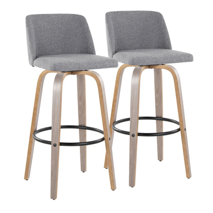 Toriano - Contemporary Fixed Height Barstool With Swivel With Round Footrest Comfort And Style (Set of 2) Lumi Source
