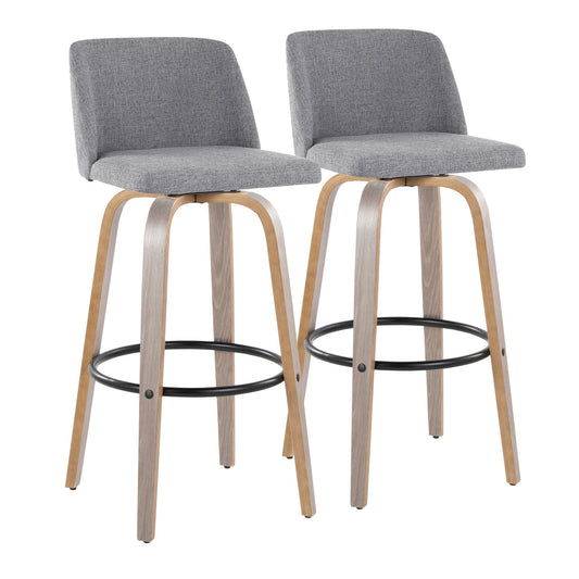 Toriano - Contemporary Fixed Height Barstool With Swivel With Round Footrest Comfort And Style (Set of 2) Lumi Source