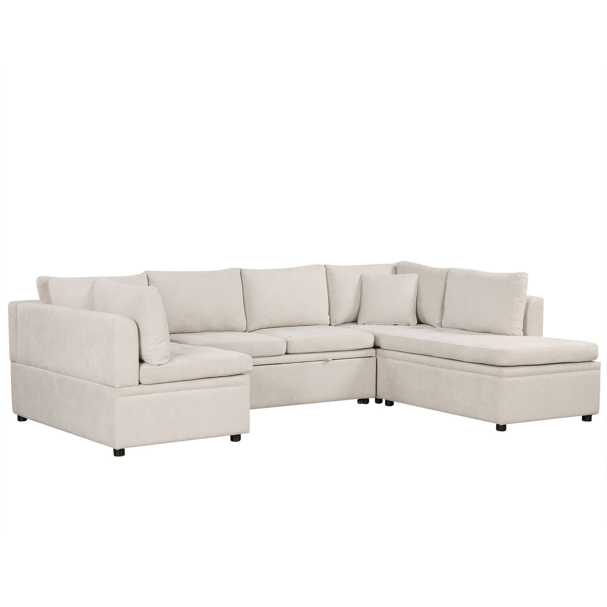 Oversized Sectional Sofa U-Shaped Sofa Couch Pull-Out Sofa Bed With Two Throw Pillows For Living Room Hearth and Haven