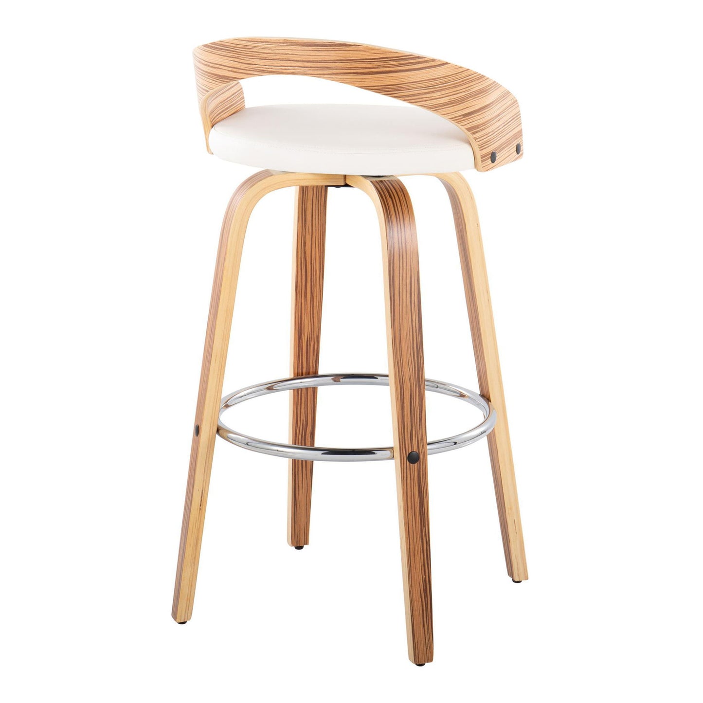 Grotto - Contemporary Fixed Height Barstool With Swivel With Round Footrest (Set of 2) Lumi Source