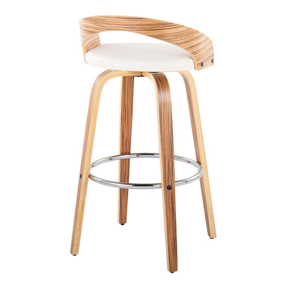 Grotto - Contemporary Fixed Height Barstool With Swivel With Round Footrest (Set of 2) Lumi Source