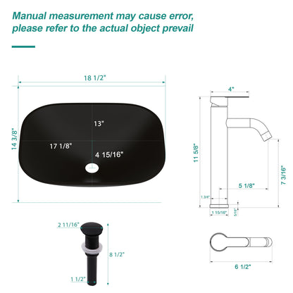 Artistic Tempered Glass Vessel Sink With Faucet And Pop Up Drain - Matte Black Daily Nest