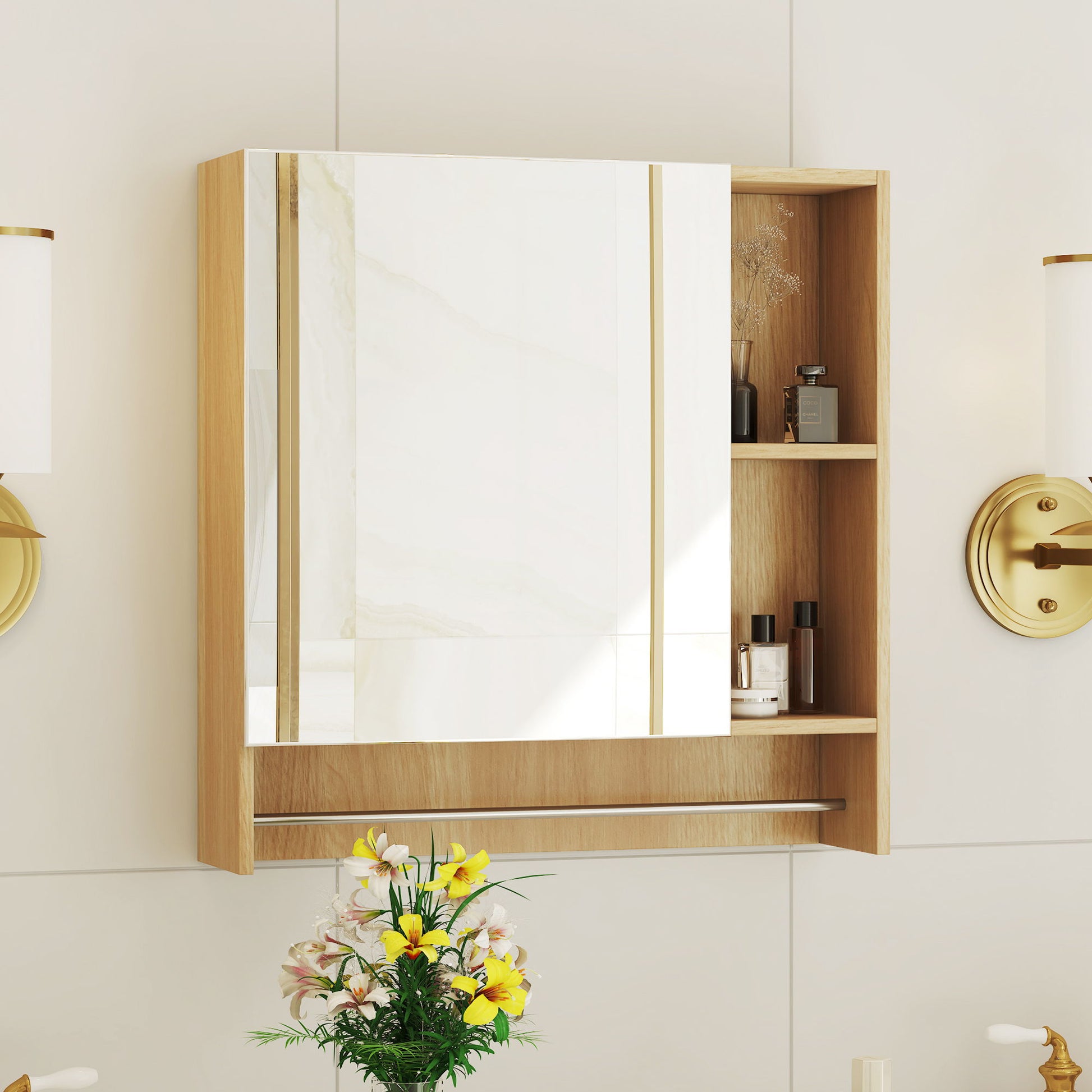 Wall Mounted Bathroom Storage Medicine Cabinet Cabinet With Mirror Door Home Essentials