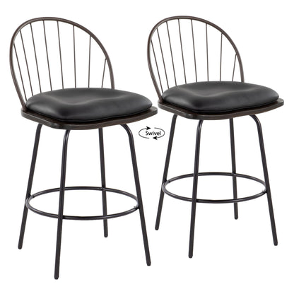 Riley - Claire Farmhouse Fixed Height Counter Stool With Swivel With Round Footrest (Set of 2) Lumi Source