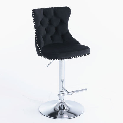 Swivel Velvet Barstools Adjusatble Seat Height From 25-33", Modern Upholstered Chrome Base Bar Stools With Backs Comfortable Tufted For Home Pub And Kitchen Island (Set of 2) Home Essentials
