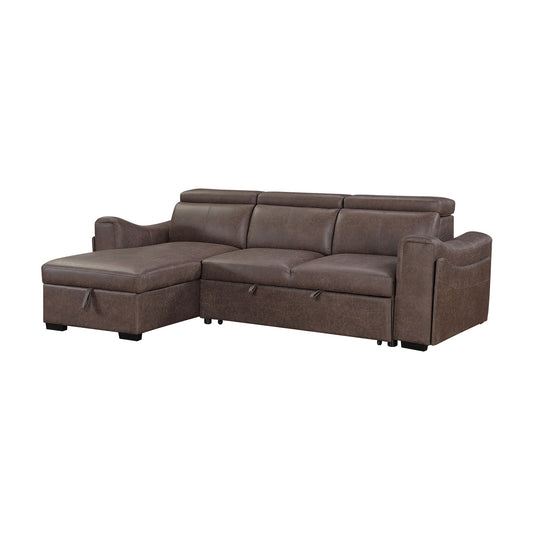 Bruno - Pull Out Complete Sofa Bed With Storage Chaise - Brown Global Furniture USA