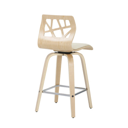 Folia - Mid Century Modern Counter Stool With Footrest (Set of 2) Lumi Source
