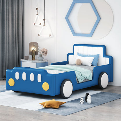 Race Car Shaped Platform Bed With Wheels Halcyon Home