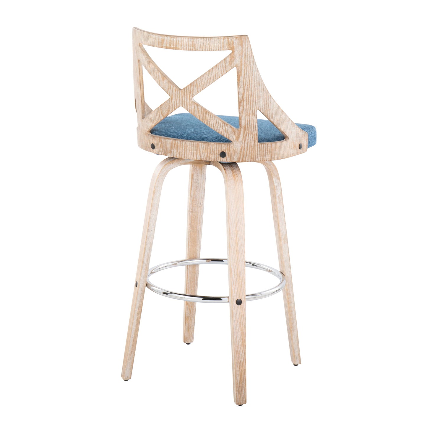 Charlotte - Farmhouse Fixed Height Bar Stool With Swivel And Round Footrest (Set of 2) Lumi Source