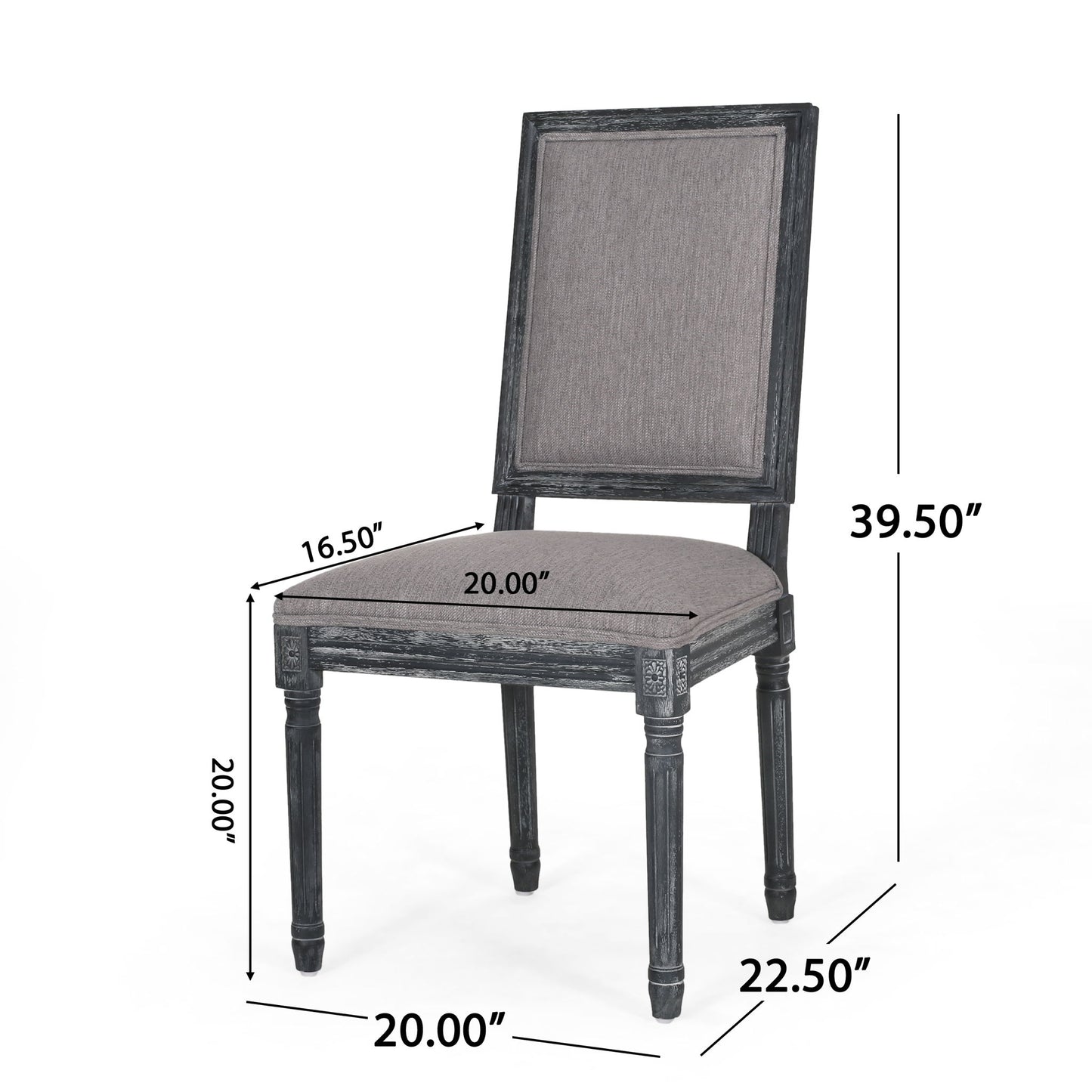 French Country Style Dining Chair With Upholstered Seating And Fluted Legs Noble House