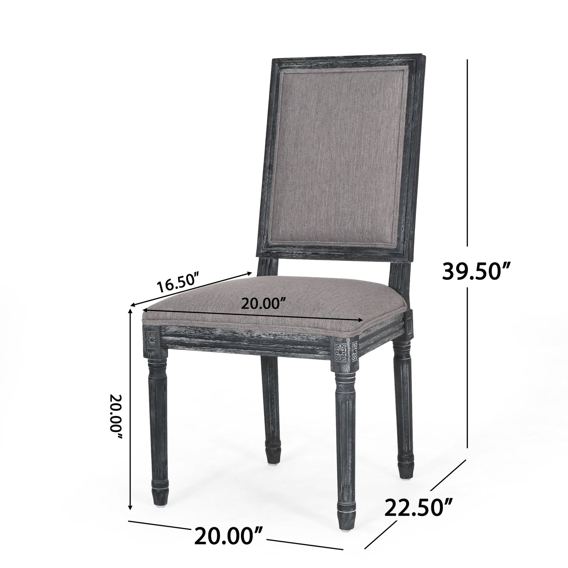 French Country Style Dining Chair With Upholstered Seating And Fluted Legs Noble House