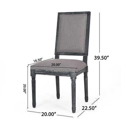French Country Style Dining Chair With Upholstered Seating And Fluted Legs Noble House