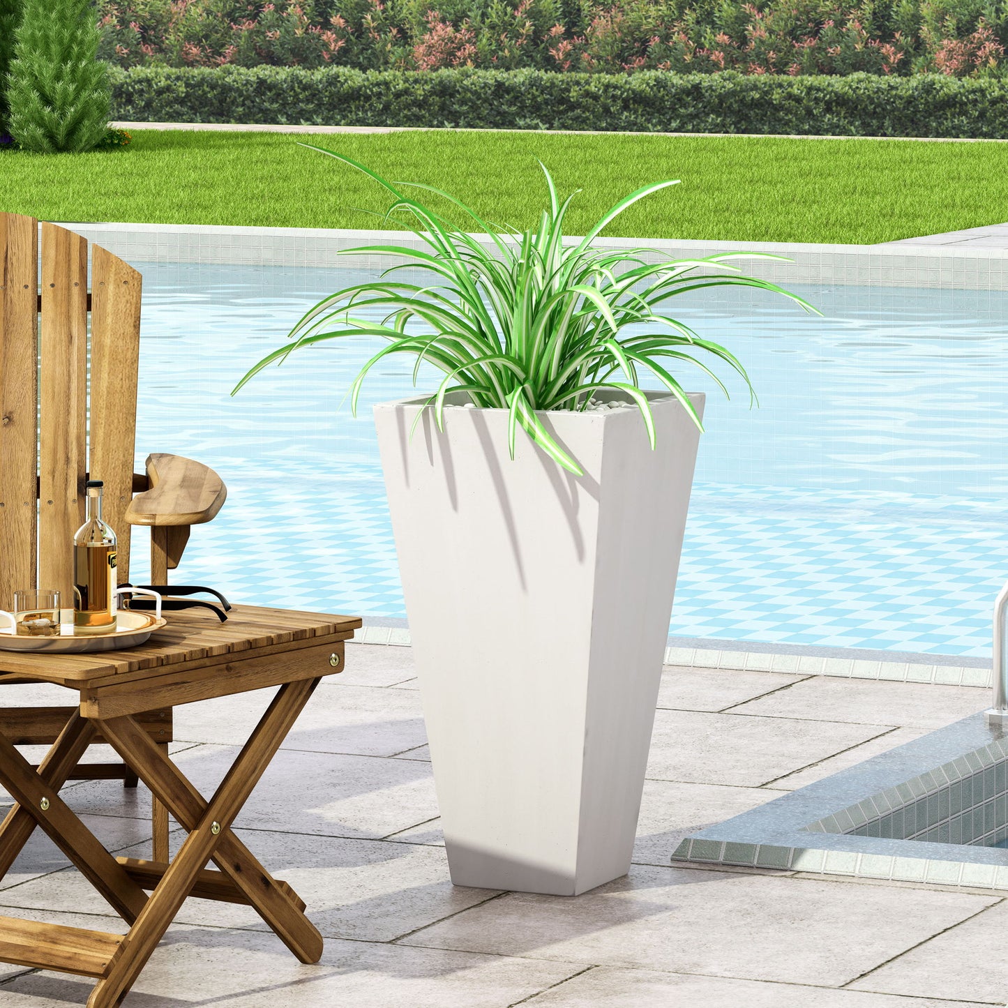 Outdoor Modern Cast Stone Planter Noble House
