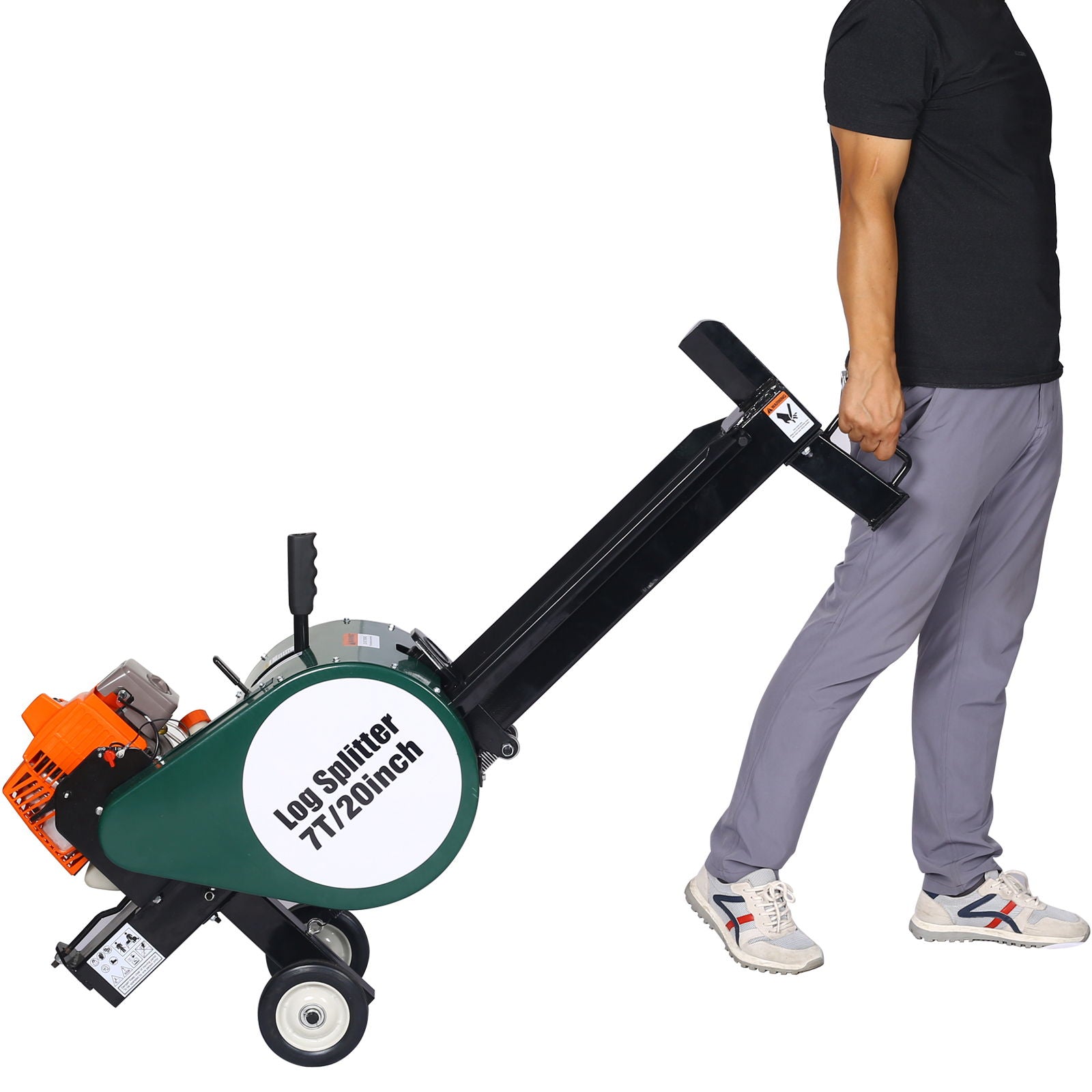 Portable Double Flywheel Electric Log Splitter 7 Ton Gas Log Splitter With Auto Return Steel - Gray Daily Nest