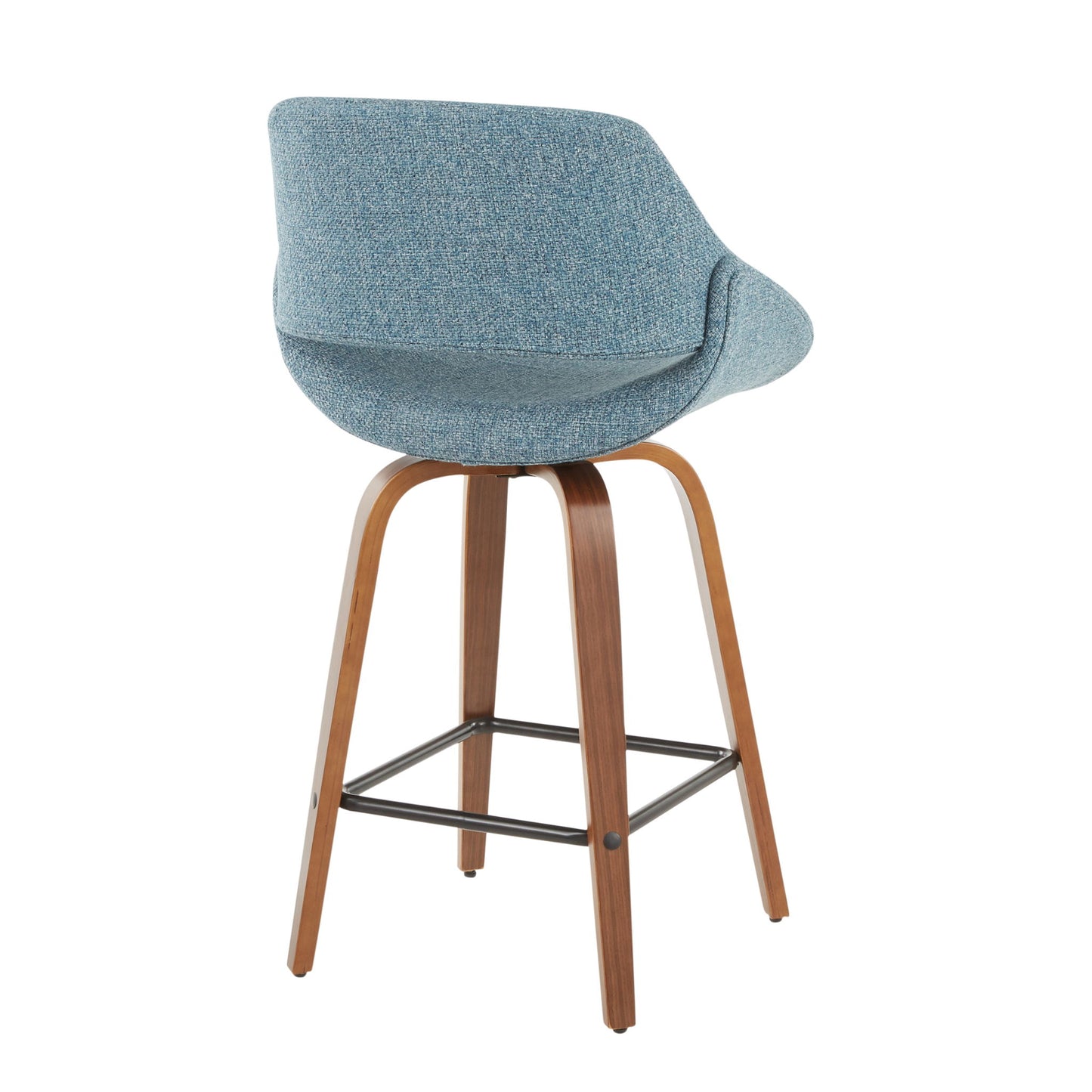 Fabrico - Mid-Century Modern Counter Stool (Set of 2) - Walnut / Blue Lumi Source