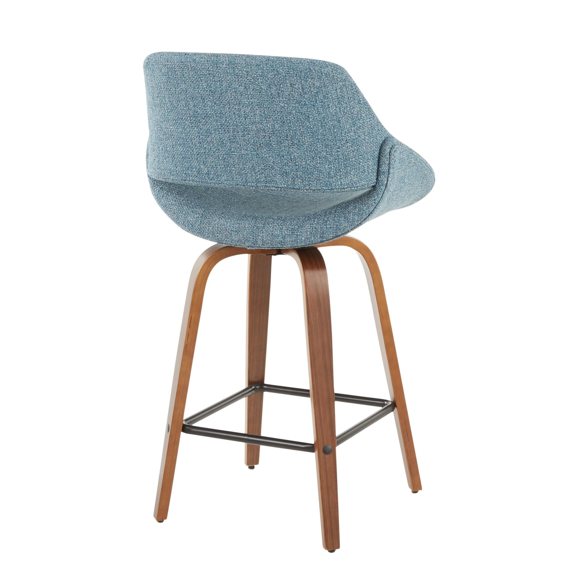 Fabrico - Mid-Century Modern Counter Stool (Set of 2) - Walnut / Blue Lumi Source