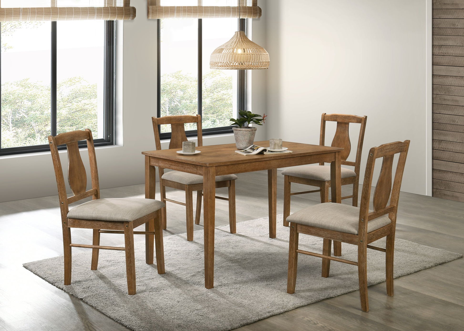 Kayee - 5 Pieces Pack Dining Set - Weathered Oak Acme
