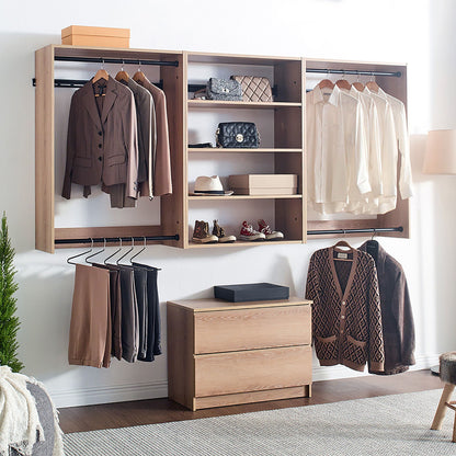 Devi - Wall Mounted Wood Closet System With Modular Units Home Essentials