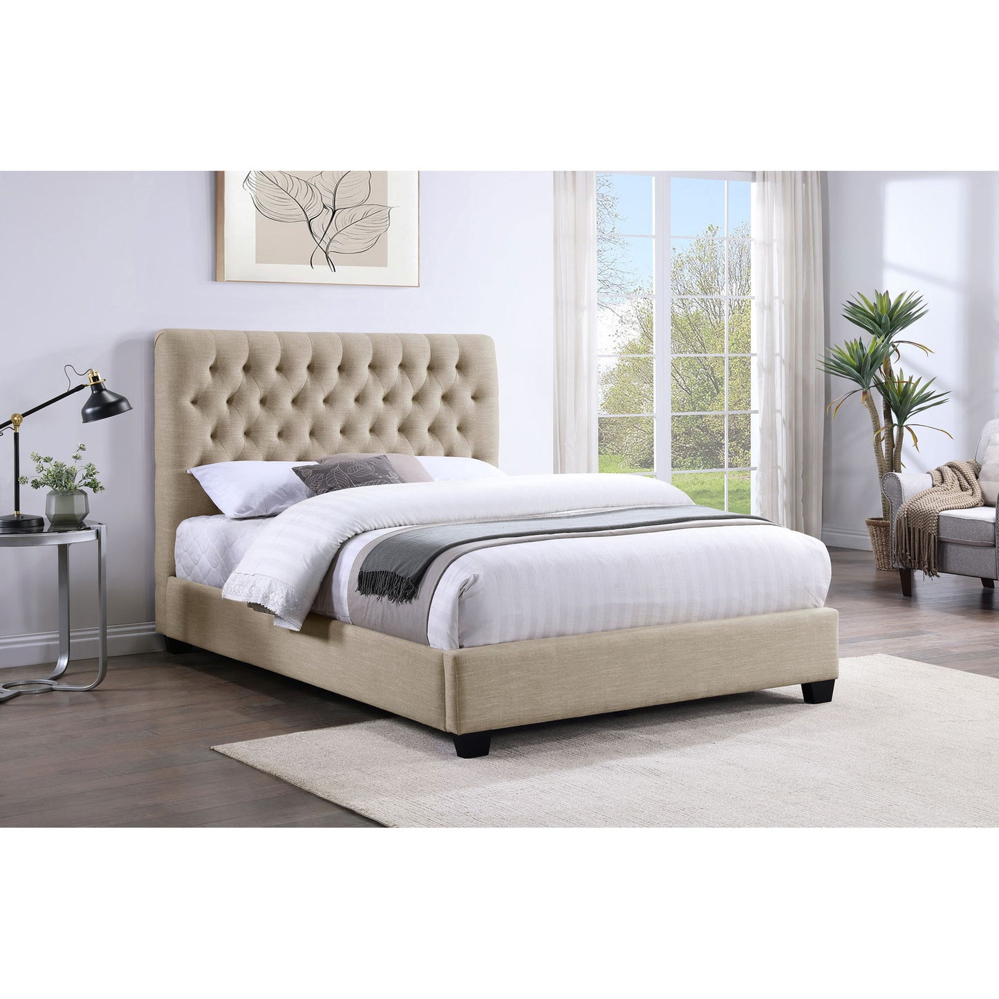 Saintes - Tufted Upholstered Wingback Bed Furniture Max