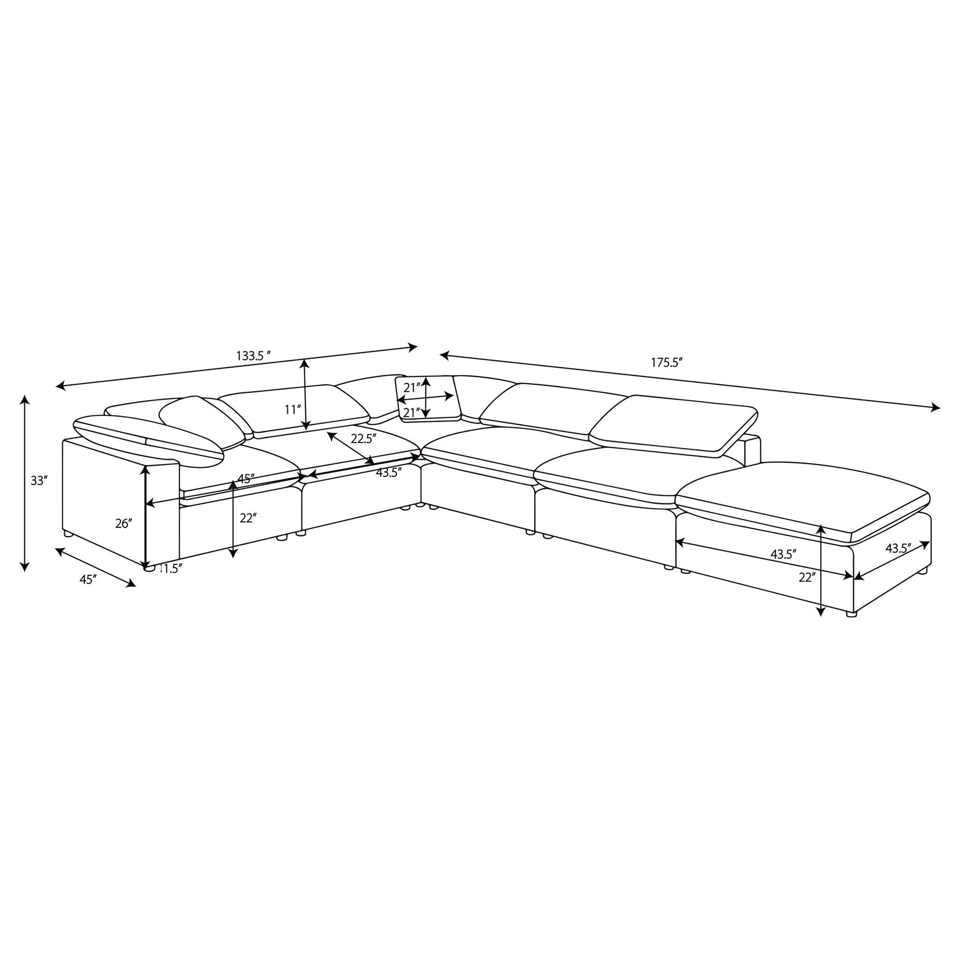 Segoura - Modular Sectional With Ottoman Furniture Max